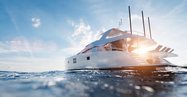 yacht equipped with sun replling white paint, made with high quality light stabilisers